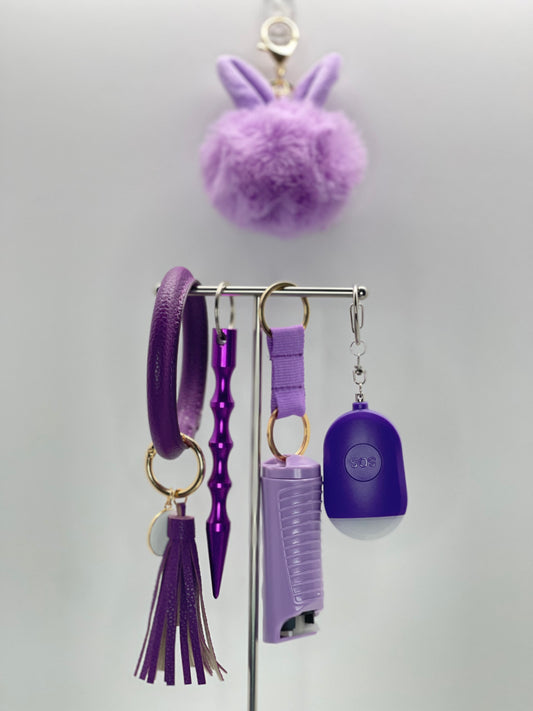 Purple Bunny Safety Keychain Set