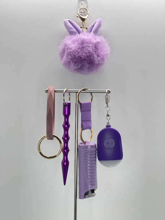 Purple Bunny Safety Keychain Set