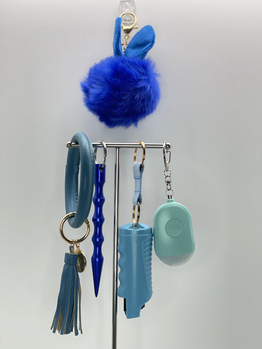 Blue Bunny Safety Keychain Set
