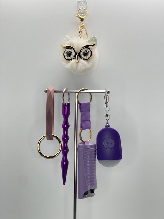 Purple Owl Safety Keychain Set