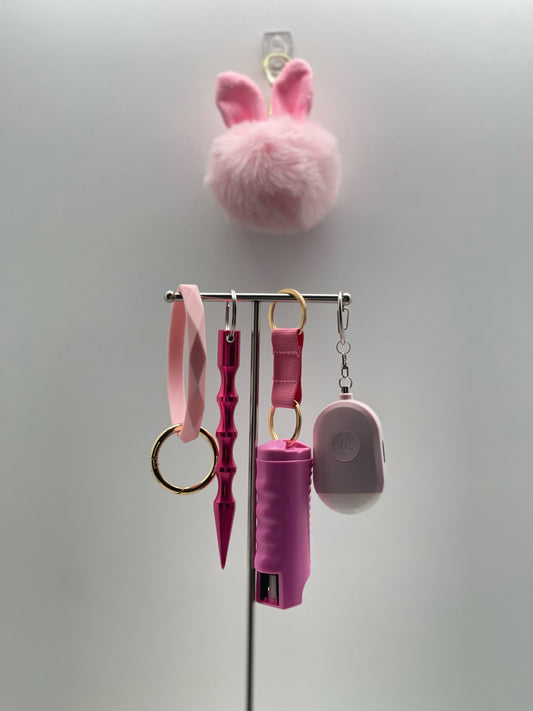 Pink Bunny Safety Keychain set