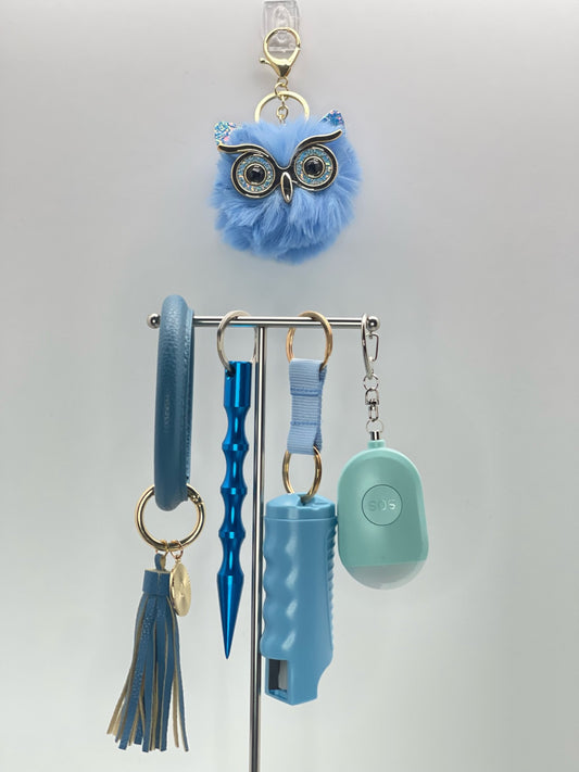 Blue Owl Safety Keychain Set